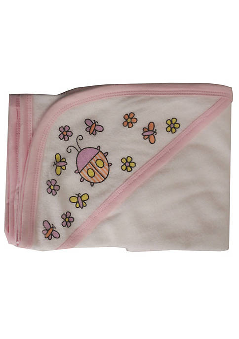 Bambini Hooded Towel with Pink Binding and Screen
