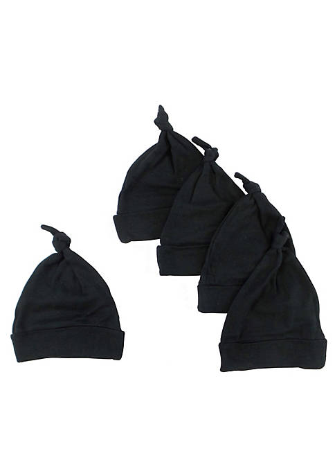 Bambini Black Knotted Baby Cap (Pack of 5)