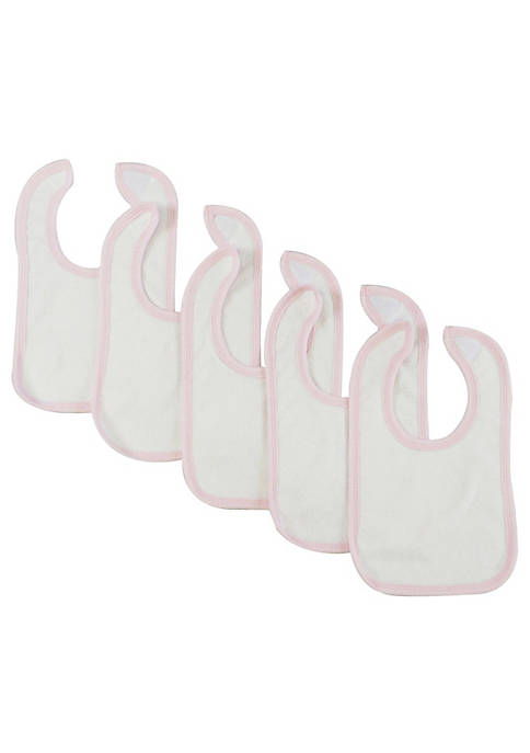 Bambini White Bib With Pink Trim (Pack of