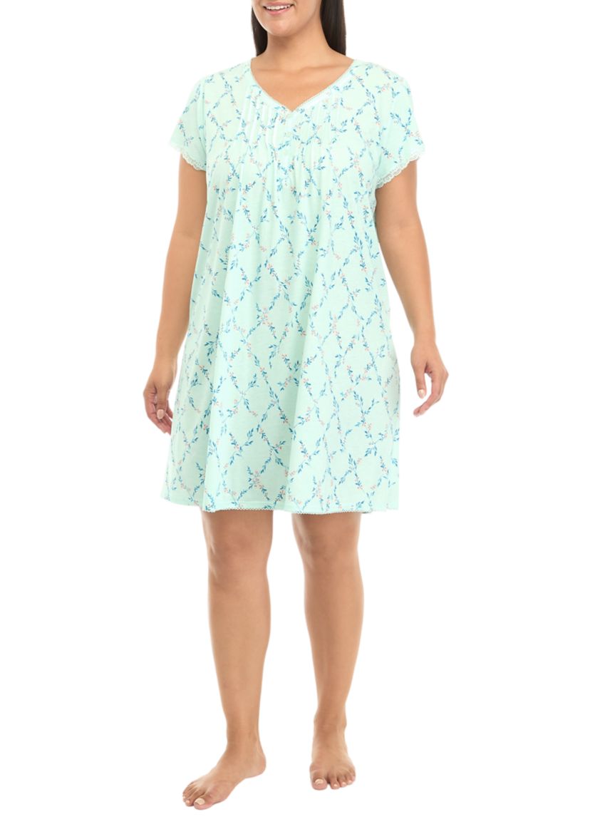 Plus Size Silky Knit Short Gown 