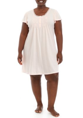 Miss Elaine Plus Size Silky Knit Short Gown belk