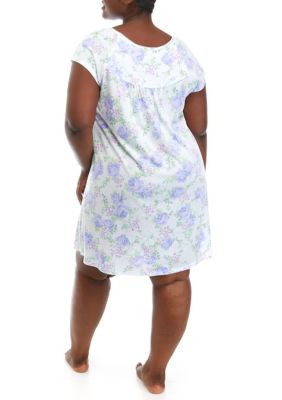 Miss Elaine Plus Size Printed Silky Knit Short Nightgown belk