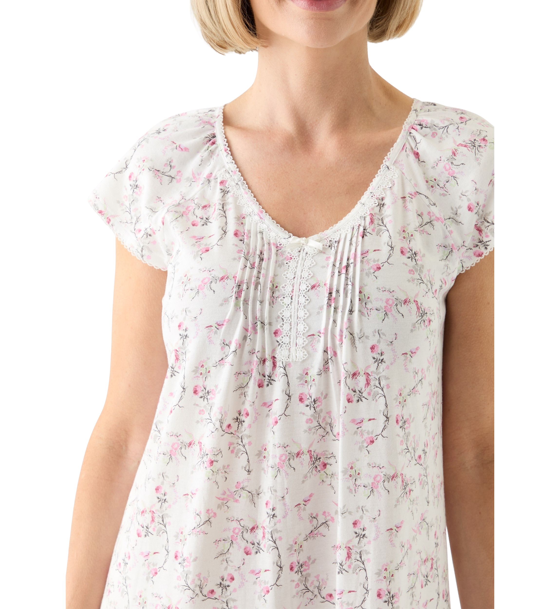 Printed Short Cap Sleeve Nightgown