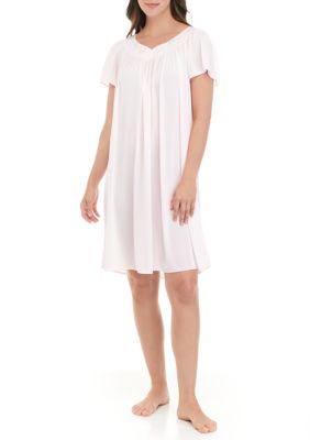 Miss Elaine Women's Short Sleeve Tricot Gown, Pink, XL
