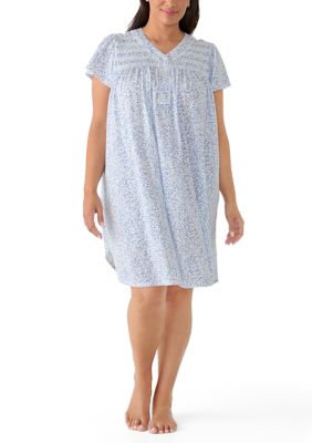 Miss Elaine Women's Plus Size Silky Knit Short Flutter Sleeve Nightgown