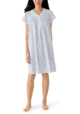 Miss Elaine Women's Silky Knit Short Flutter Sleeve Nightgown