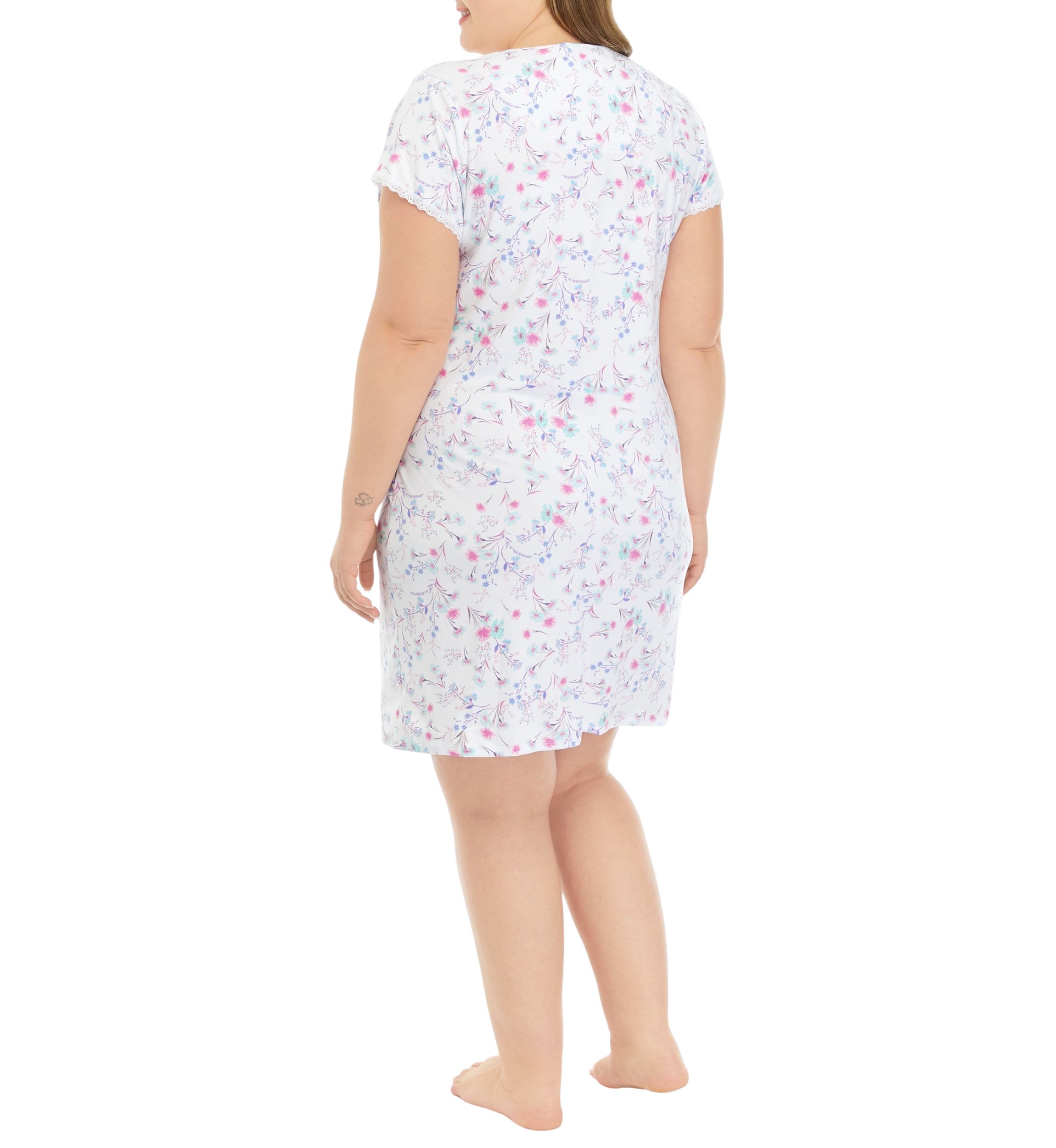 Plus Size Micro Printed Short Velvet Nightgown