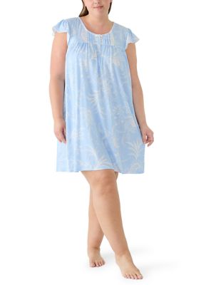Miss Elaine Women's Plus Size Silky Knit Short Nightgown