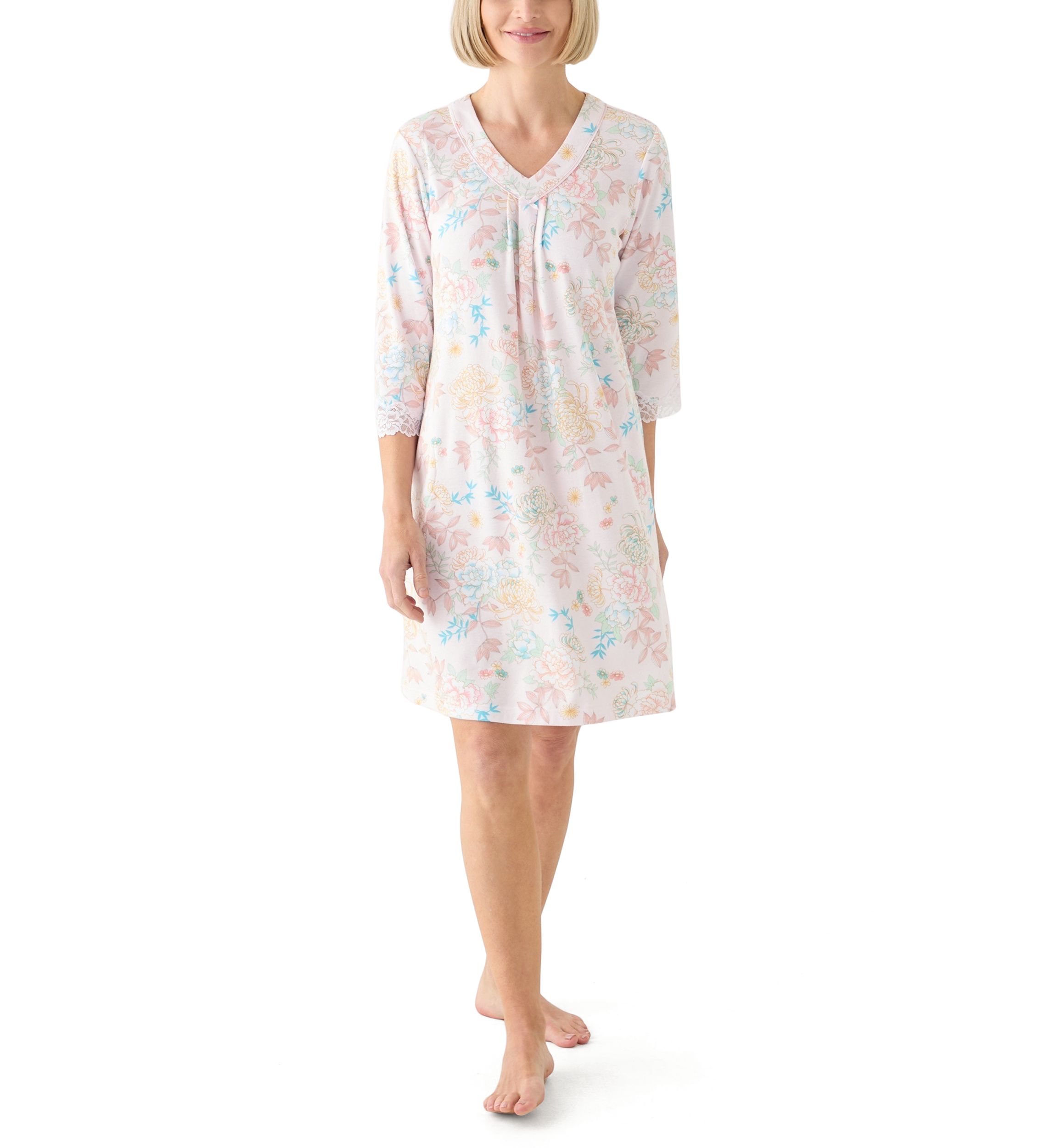Womens Cottonessa Long Sleeve Short Gown