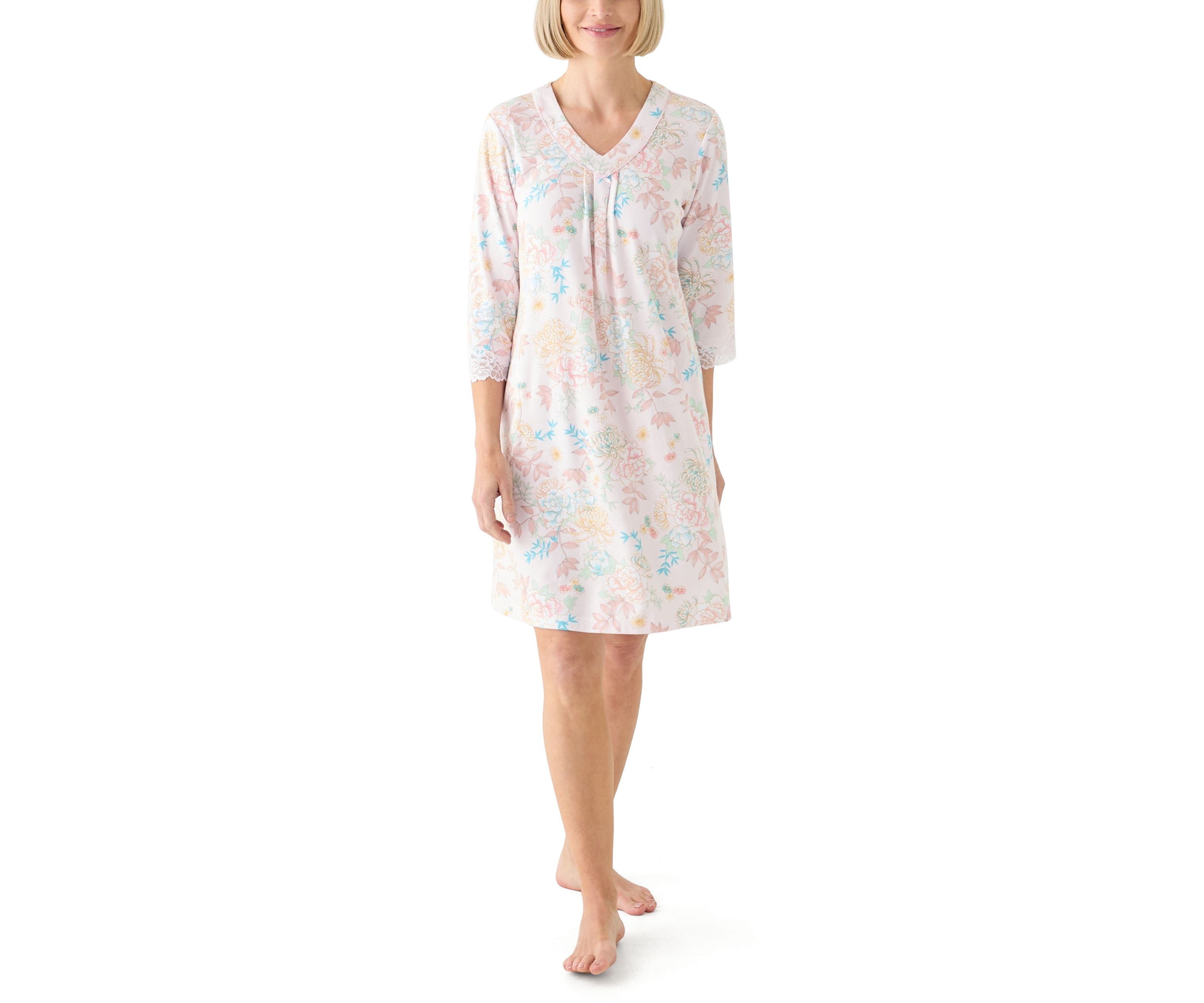 Womens Cottonessa Long Sleeve Short Gown