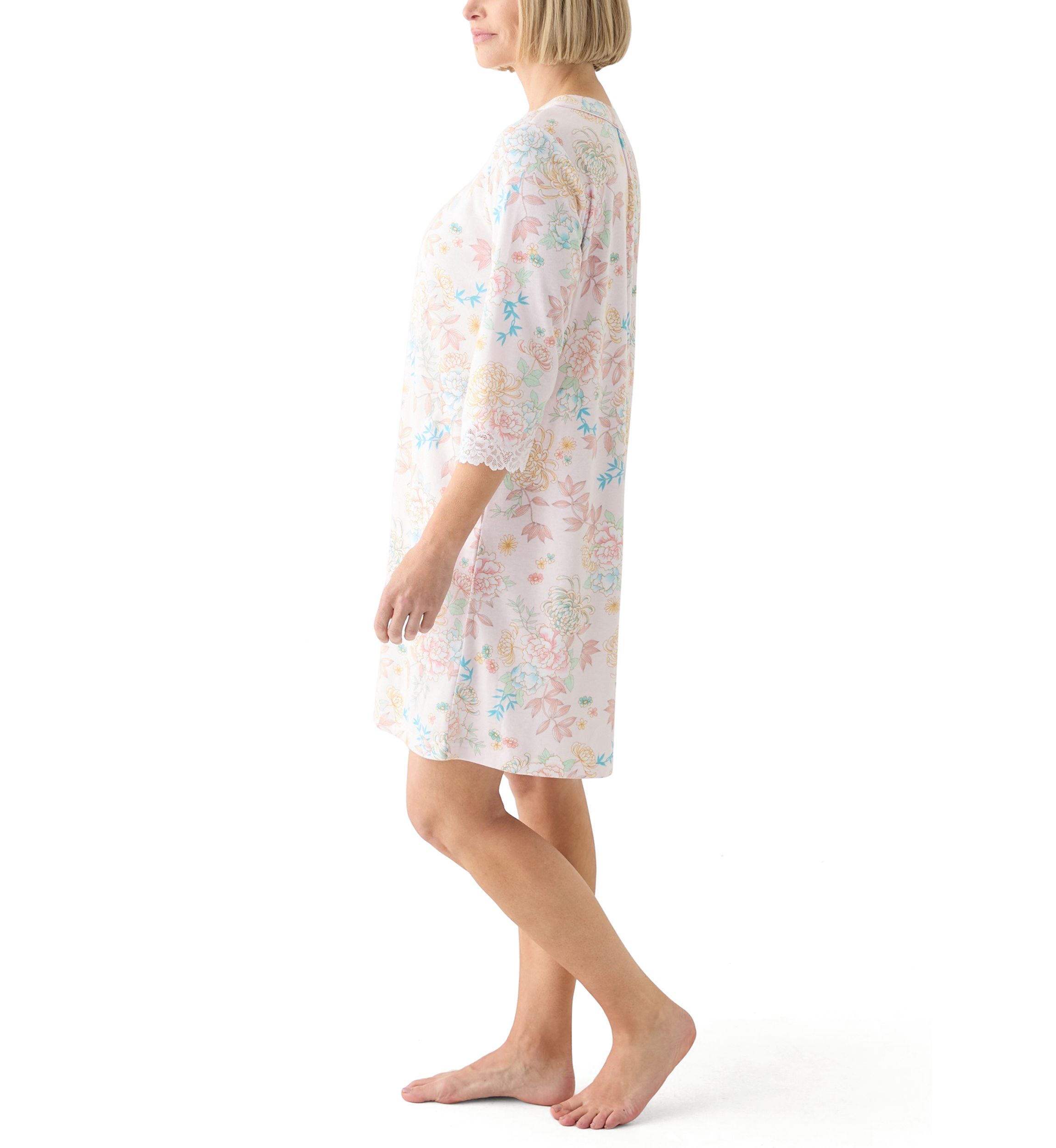 Womens Cottonessa Long Sleeve Short Gown