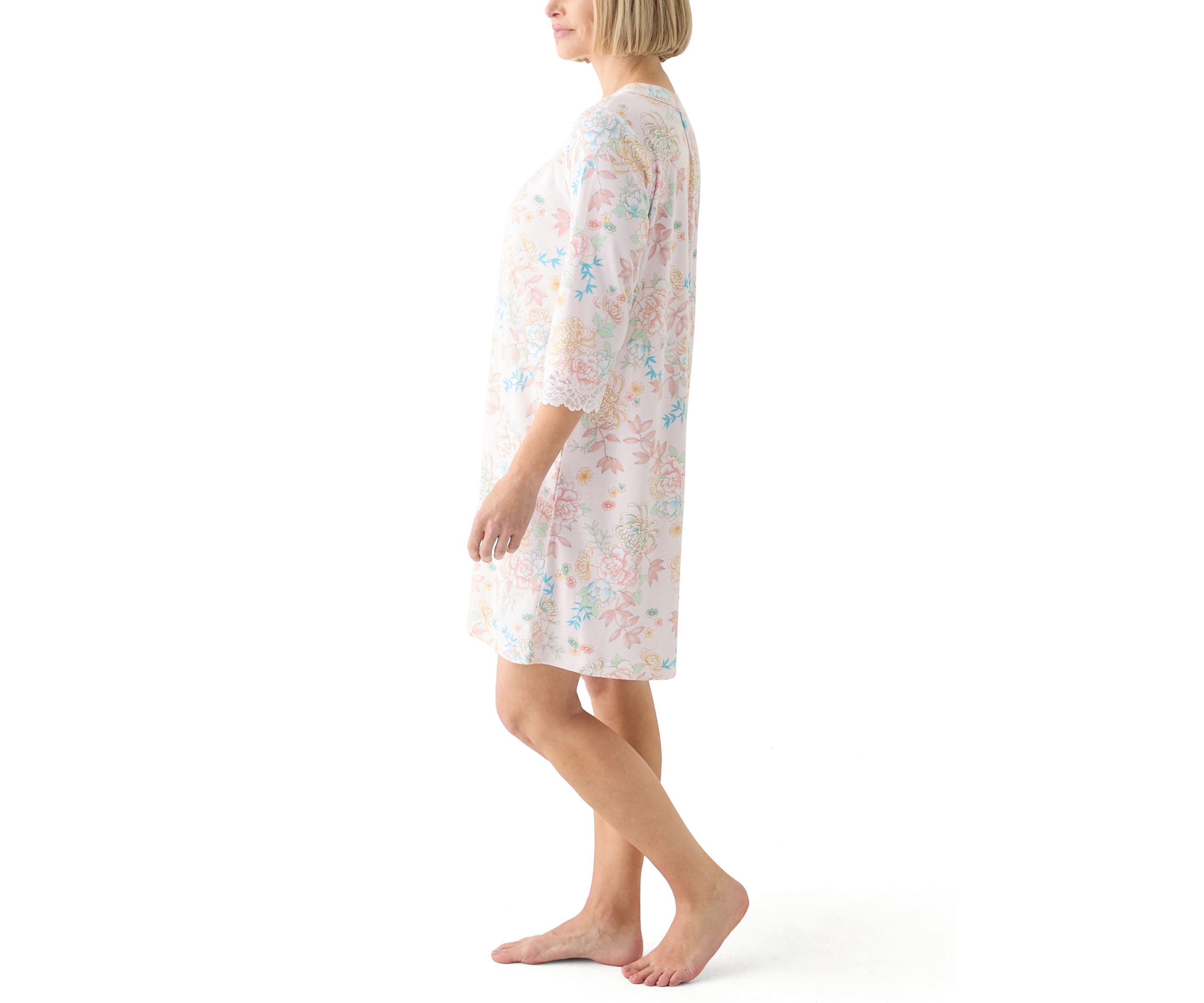 Womens Cottonessa Long Sleeve Short Gown