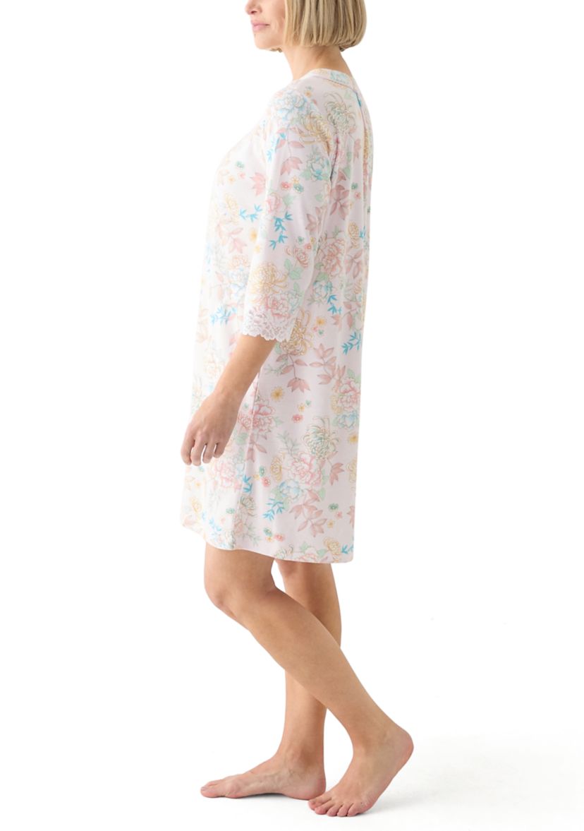 Womens Cottonessa Long Sleeve Short Gown