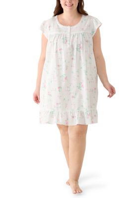 Miss Elaine Women's Plus Size Seersucker Short Nightgown