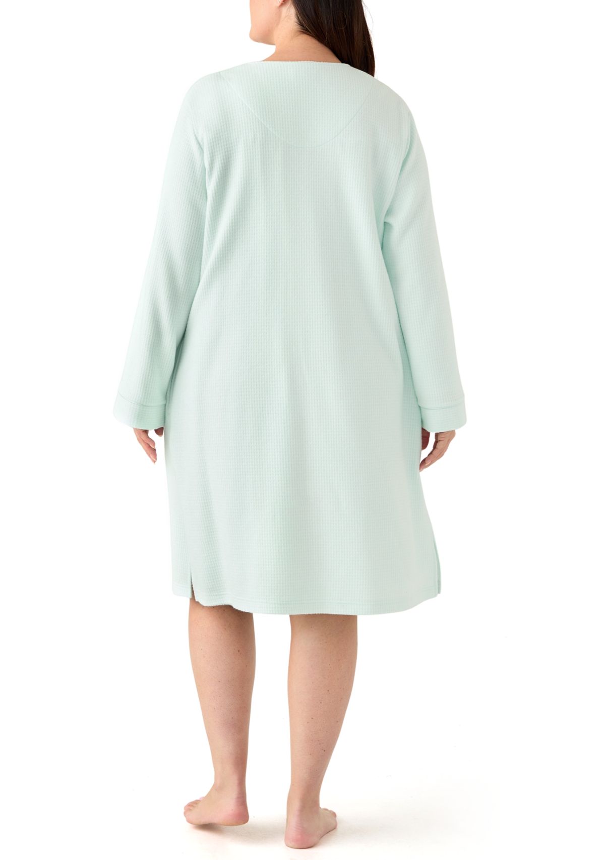 Womens Brushed Waffle Snap Robe