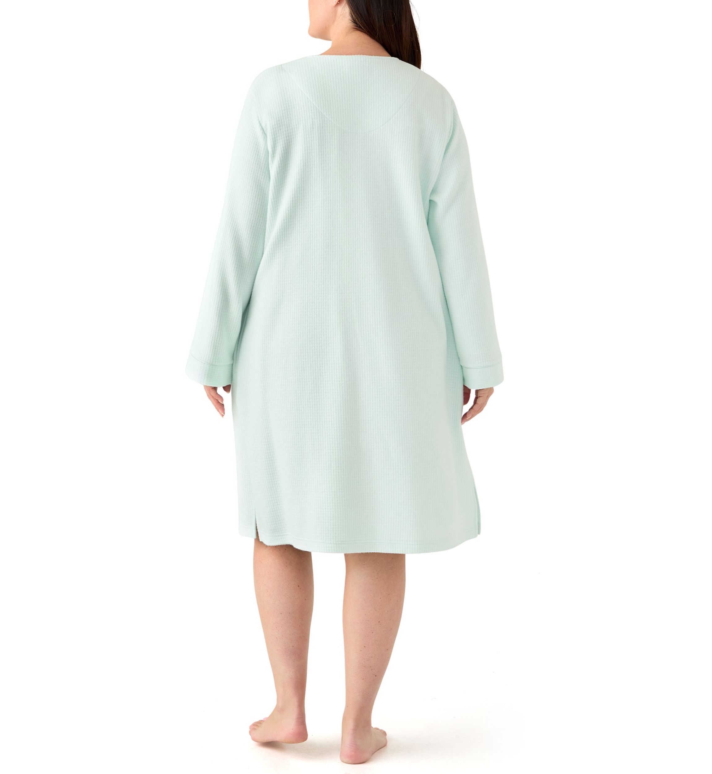Womens Brushed Waffle Snap Robe