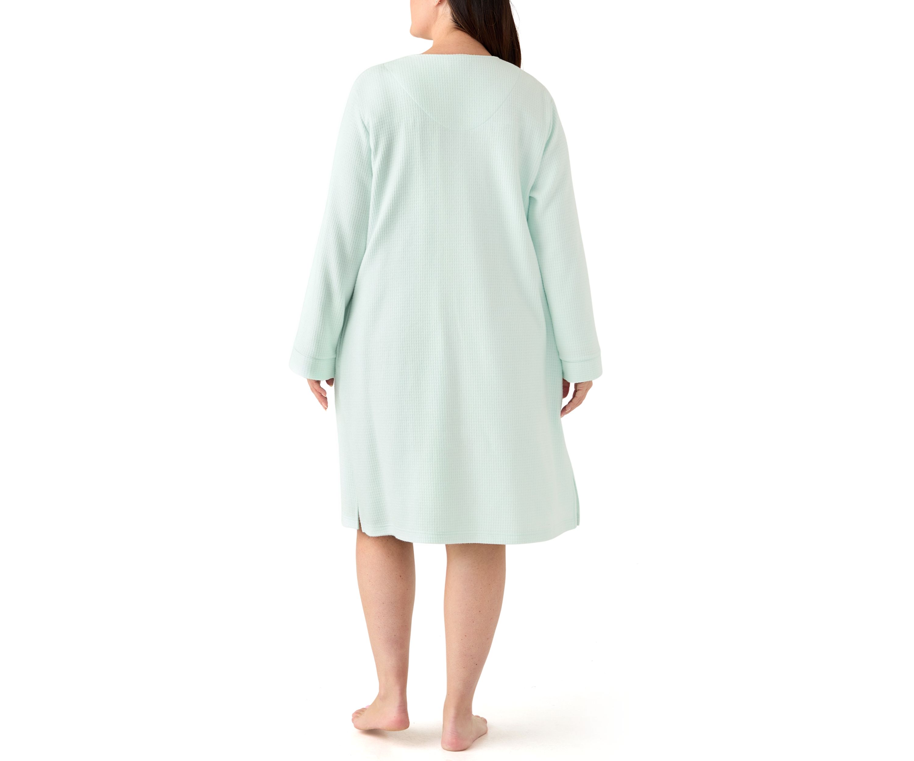 Womens Brushed Waffle Snap Robe