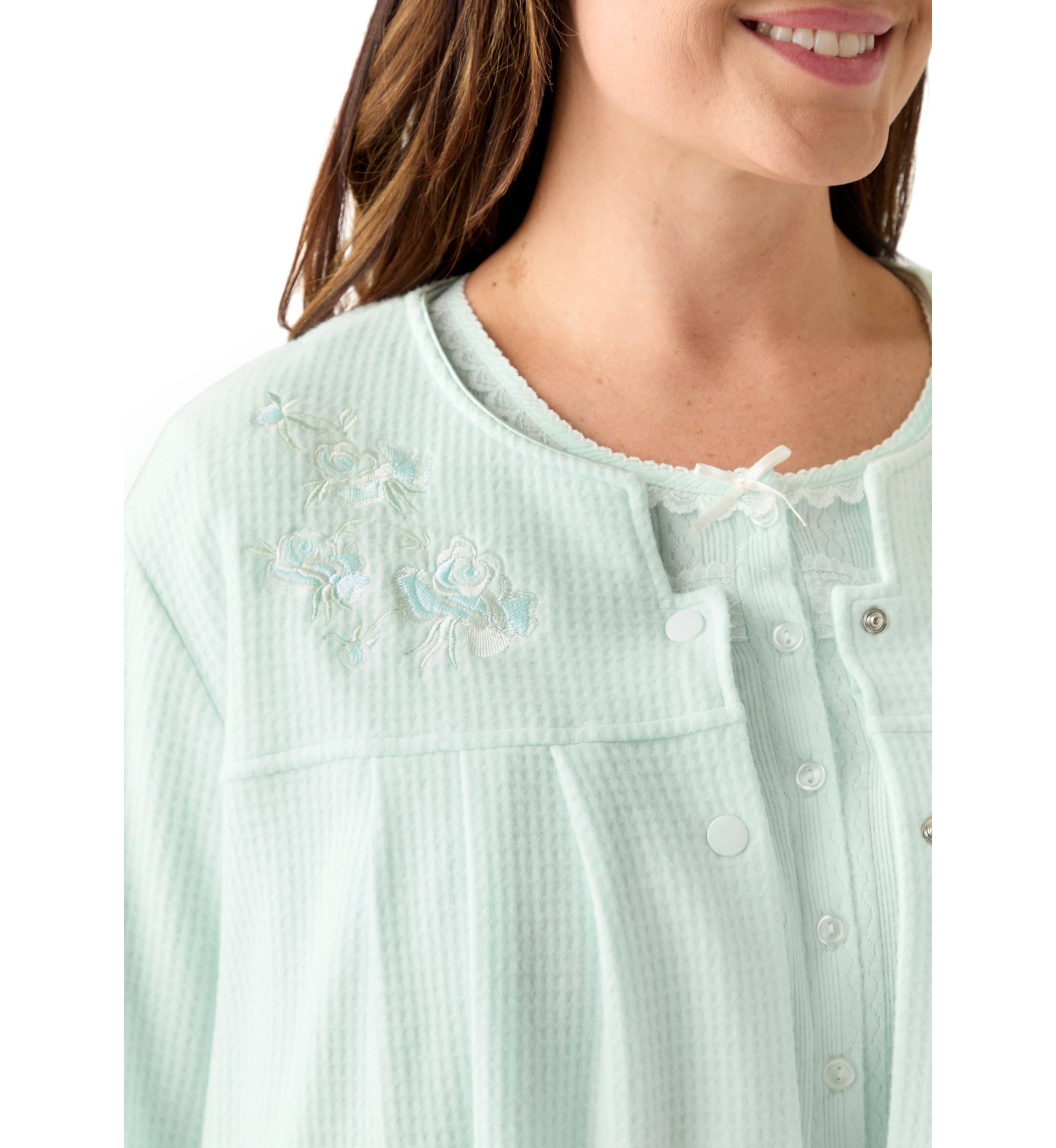 Womens Brushed Waffle Snap Robe