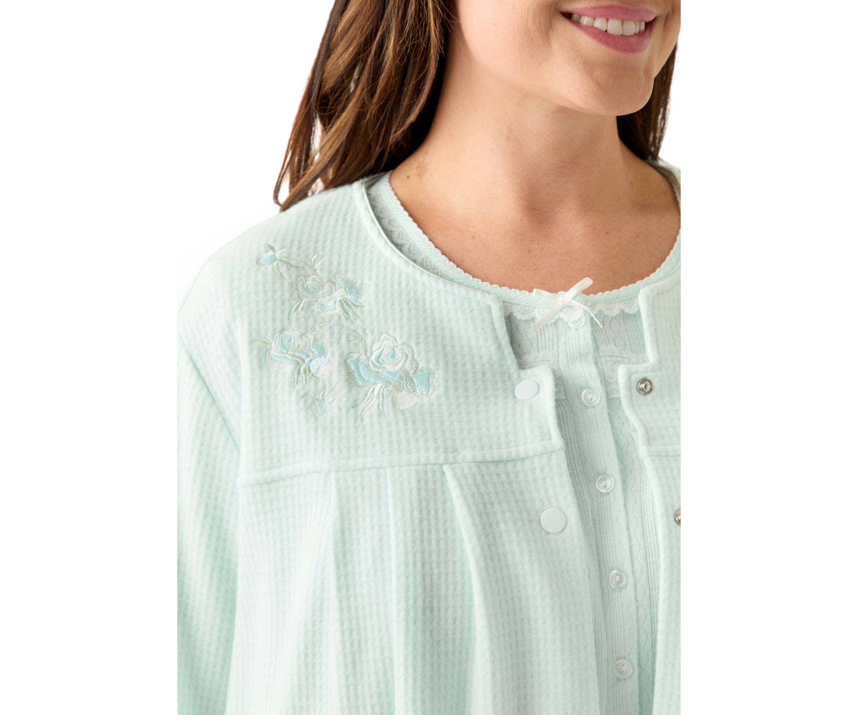 Womens Brushed Waffle Snap Robe