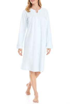 Miss Elaine Plus Size Blue Silky Knit Short Snap Robe | belk