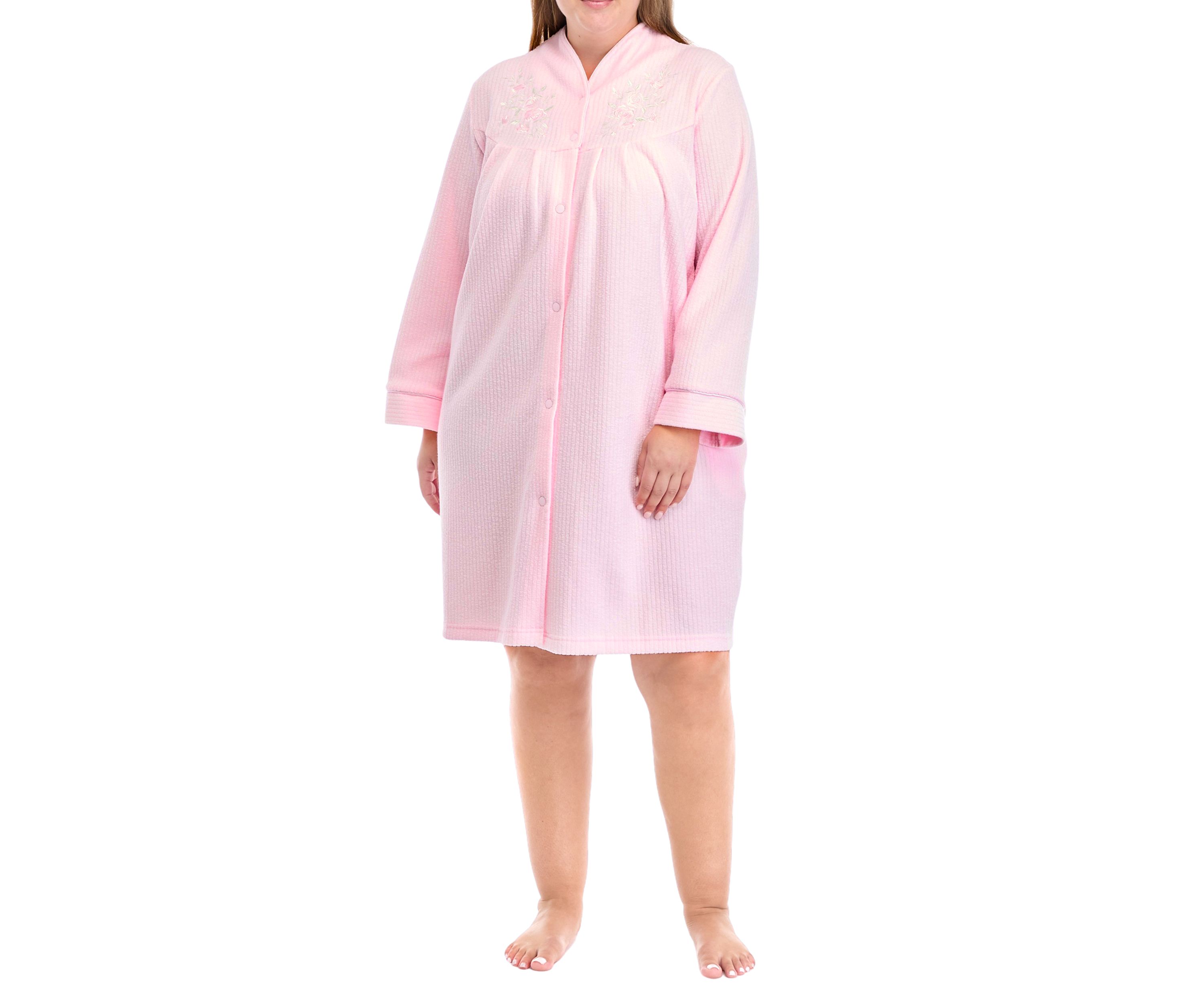 Plus Size Honeycomb Short Button Robe