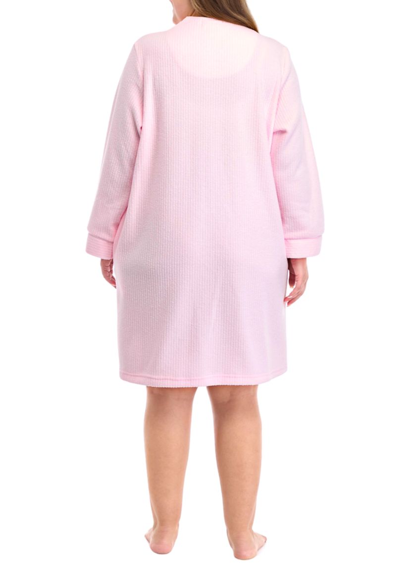 Plus Size Honeycomb Short Button Robe