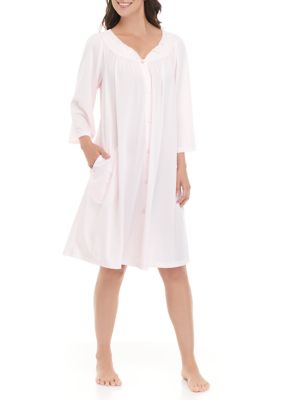Miss Elaine Women's Tricot Button Robe, Pink, XL