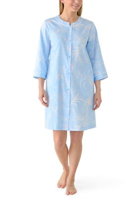 Miss Elaine Women's Sateen Short Snap Up Sleep Dress