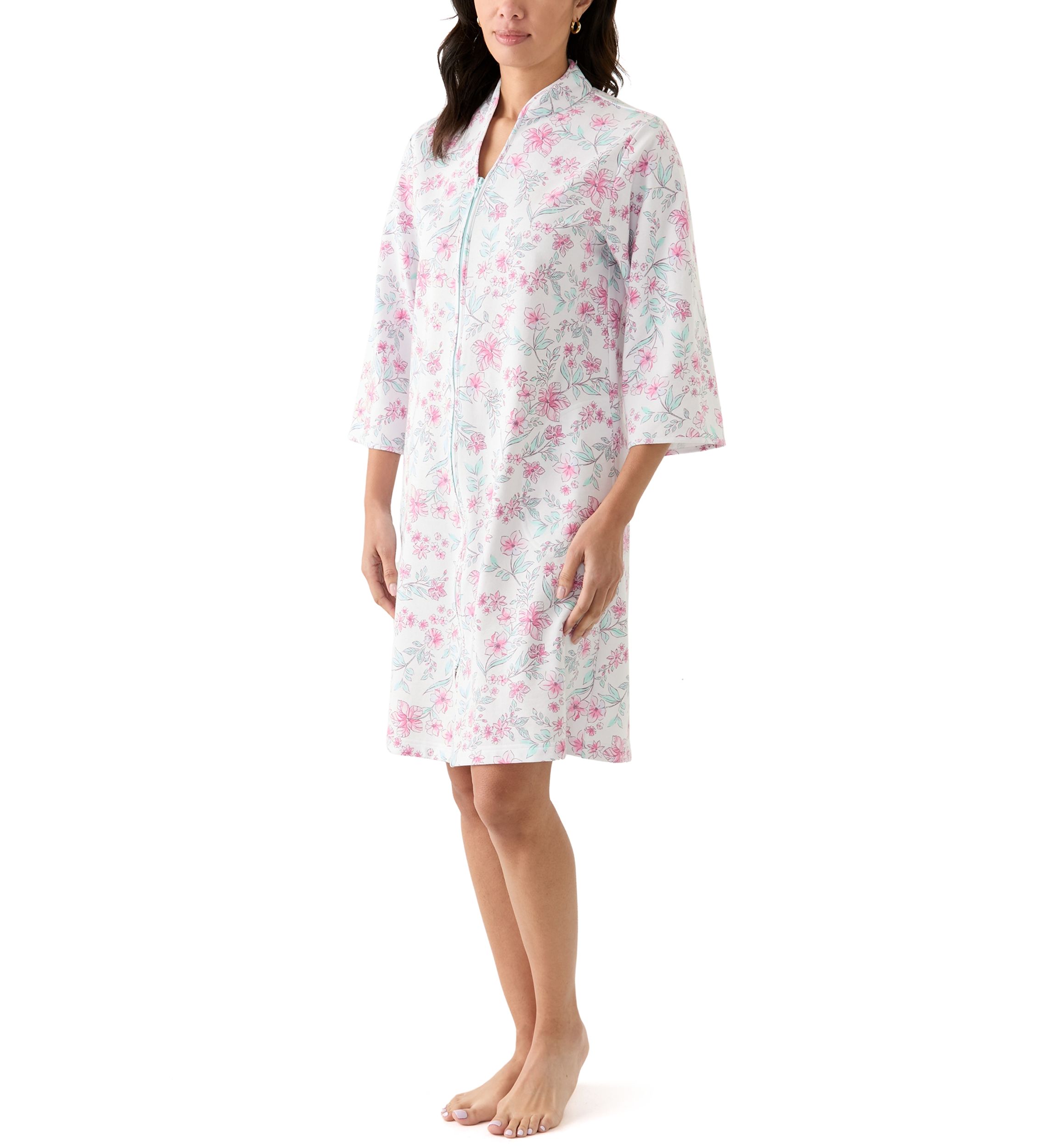 Womens Short Zip Front Robe