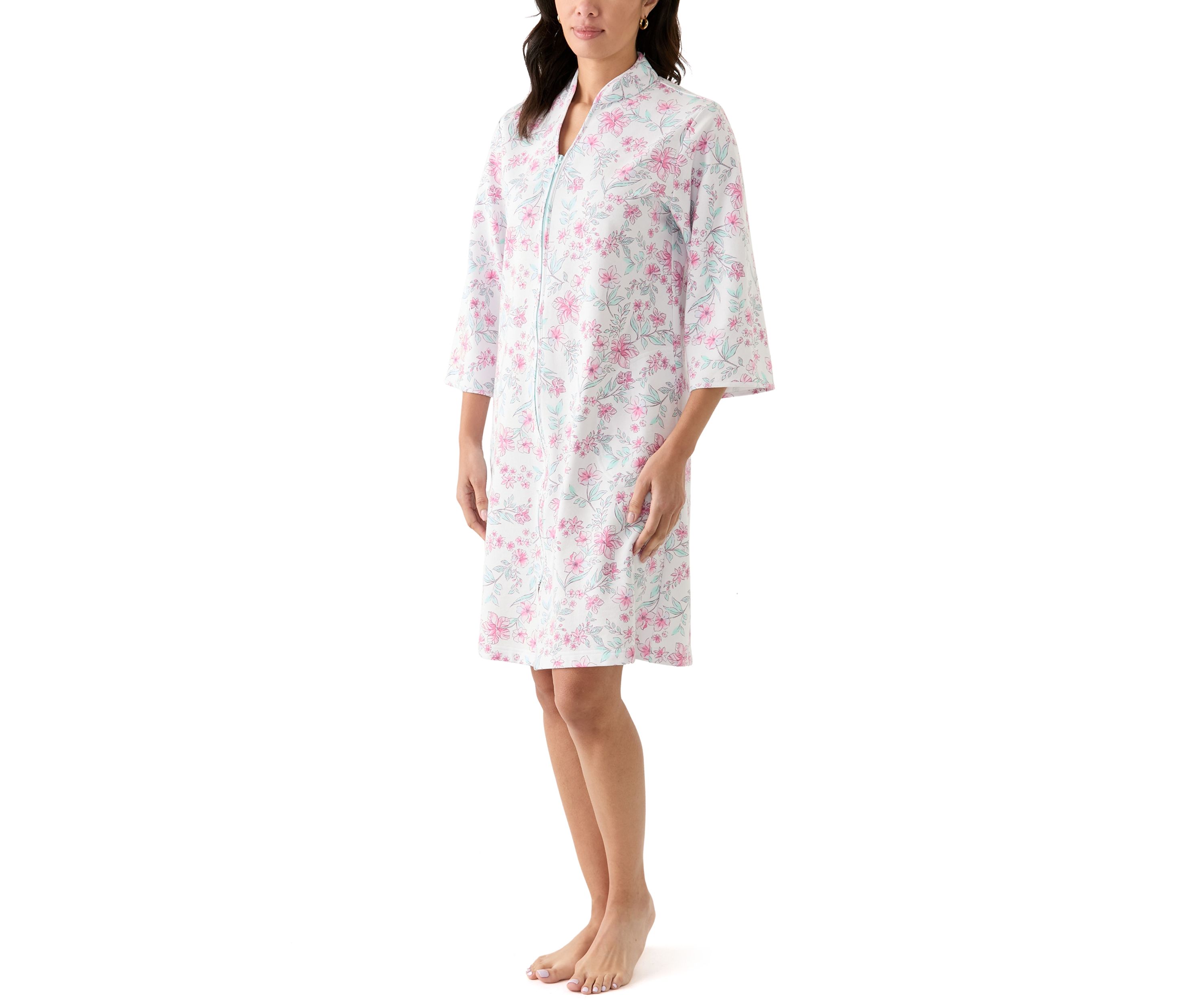 Womens Short Zip Front Robe
