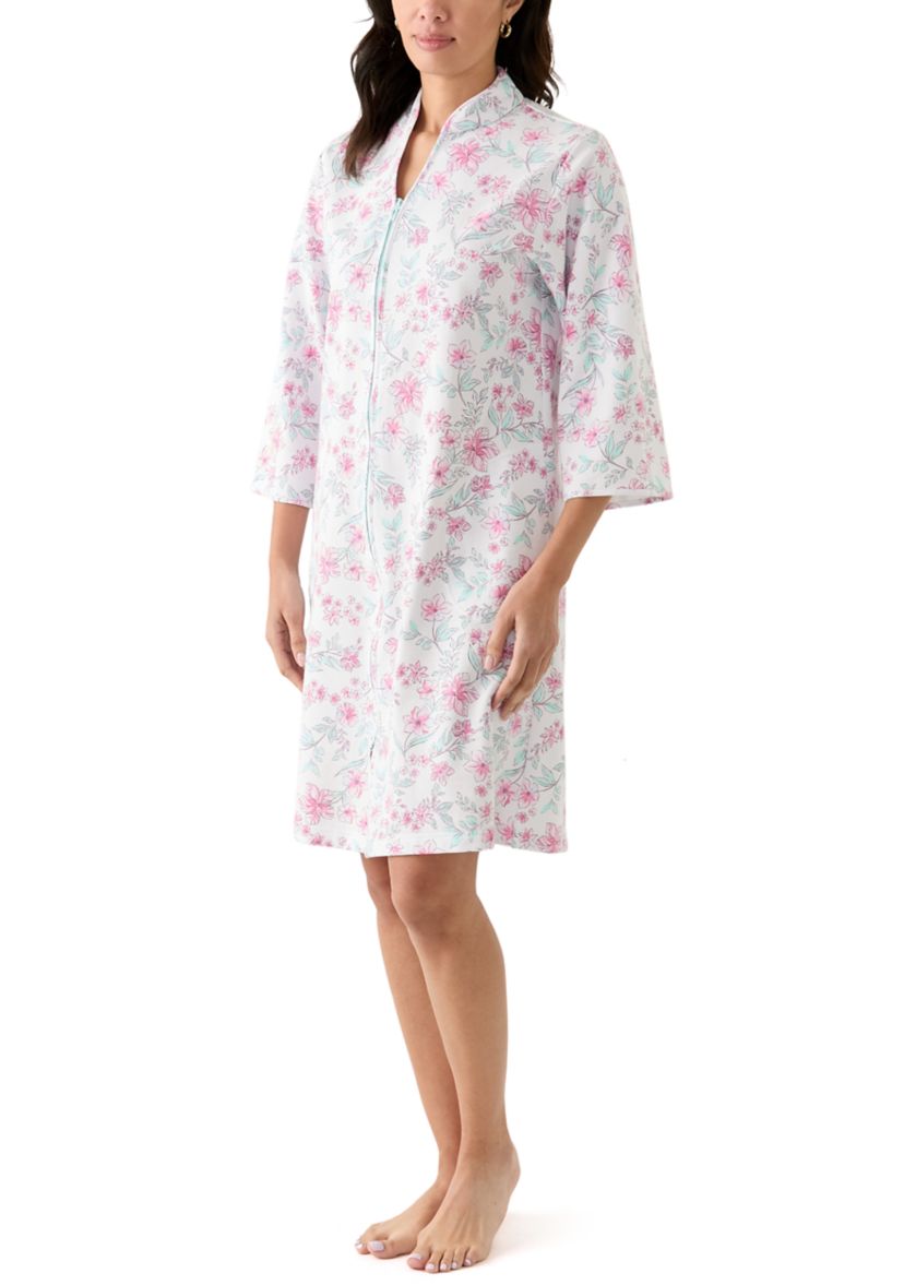 Womens Short Zip Front Robe