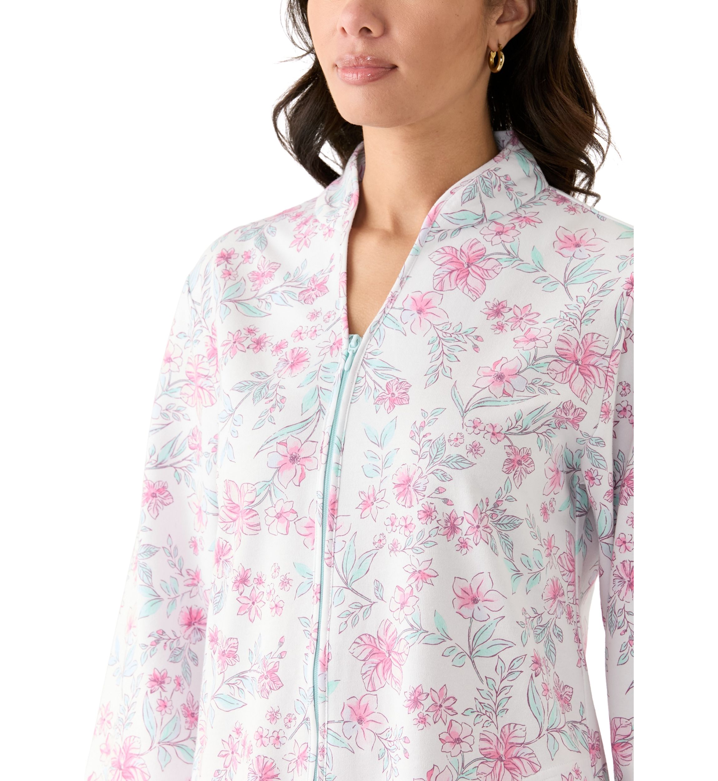 Womens Short Zip Front Robe
