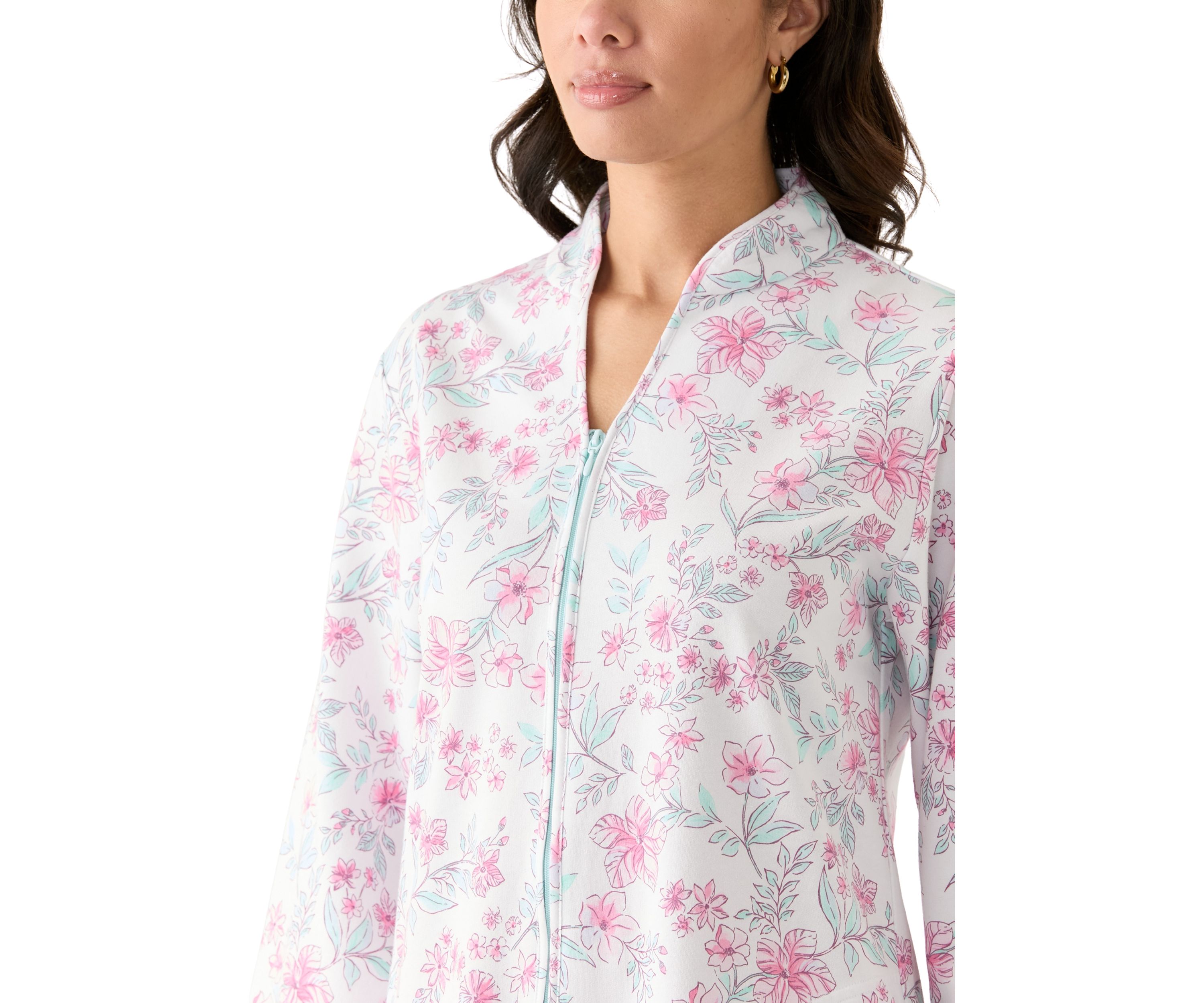 Womens Short Zip Front Robe