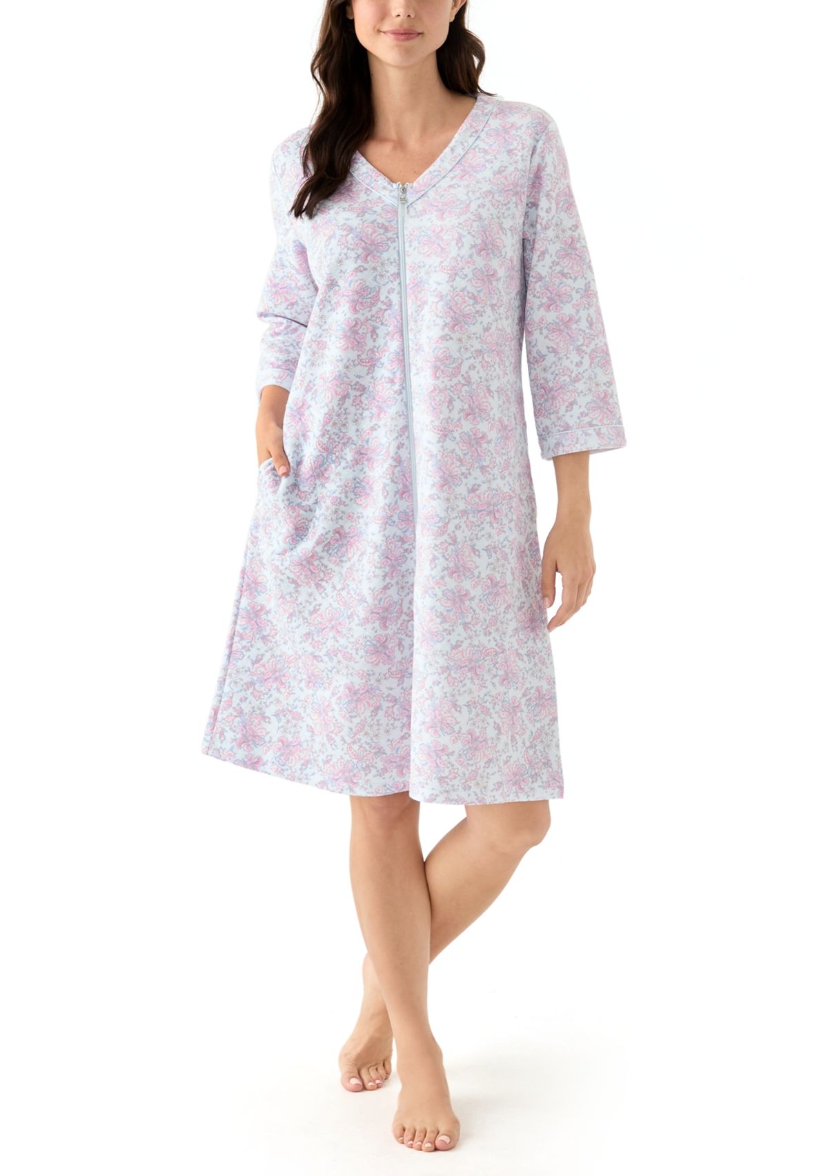 Printed Short Zip Robe