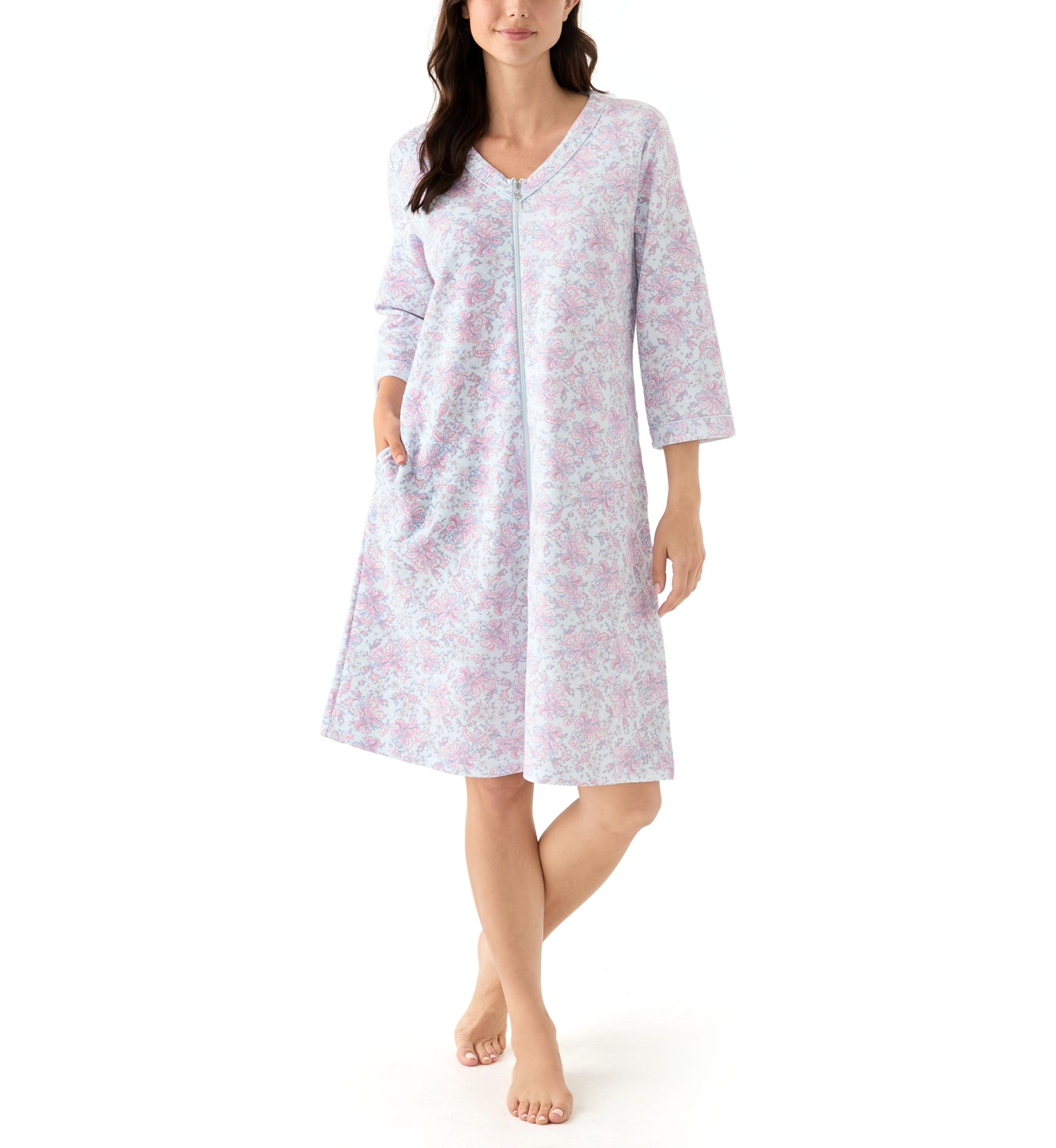 Printed Short Zip Robe