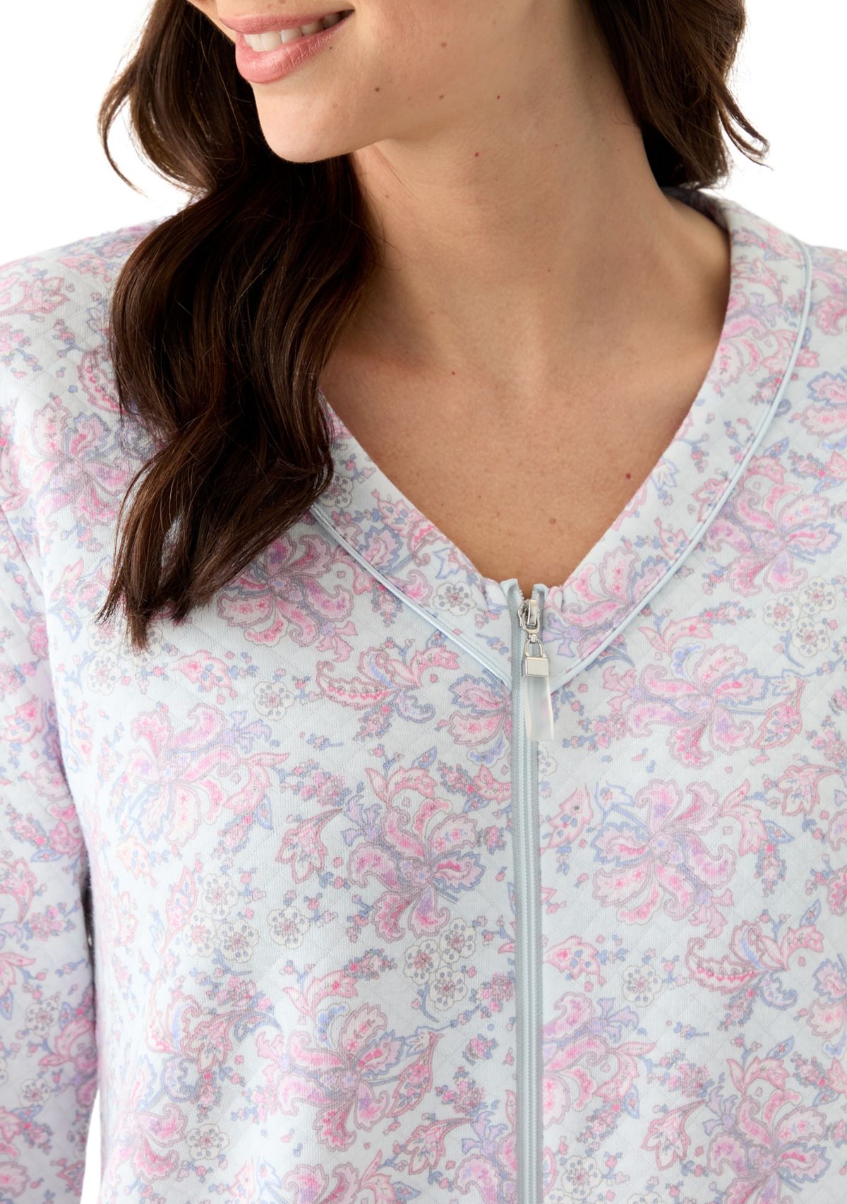 Printed Short Zip Robe