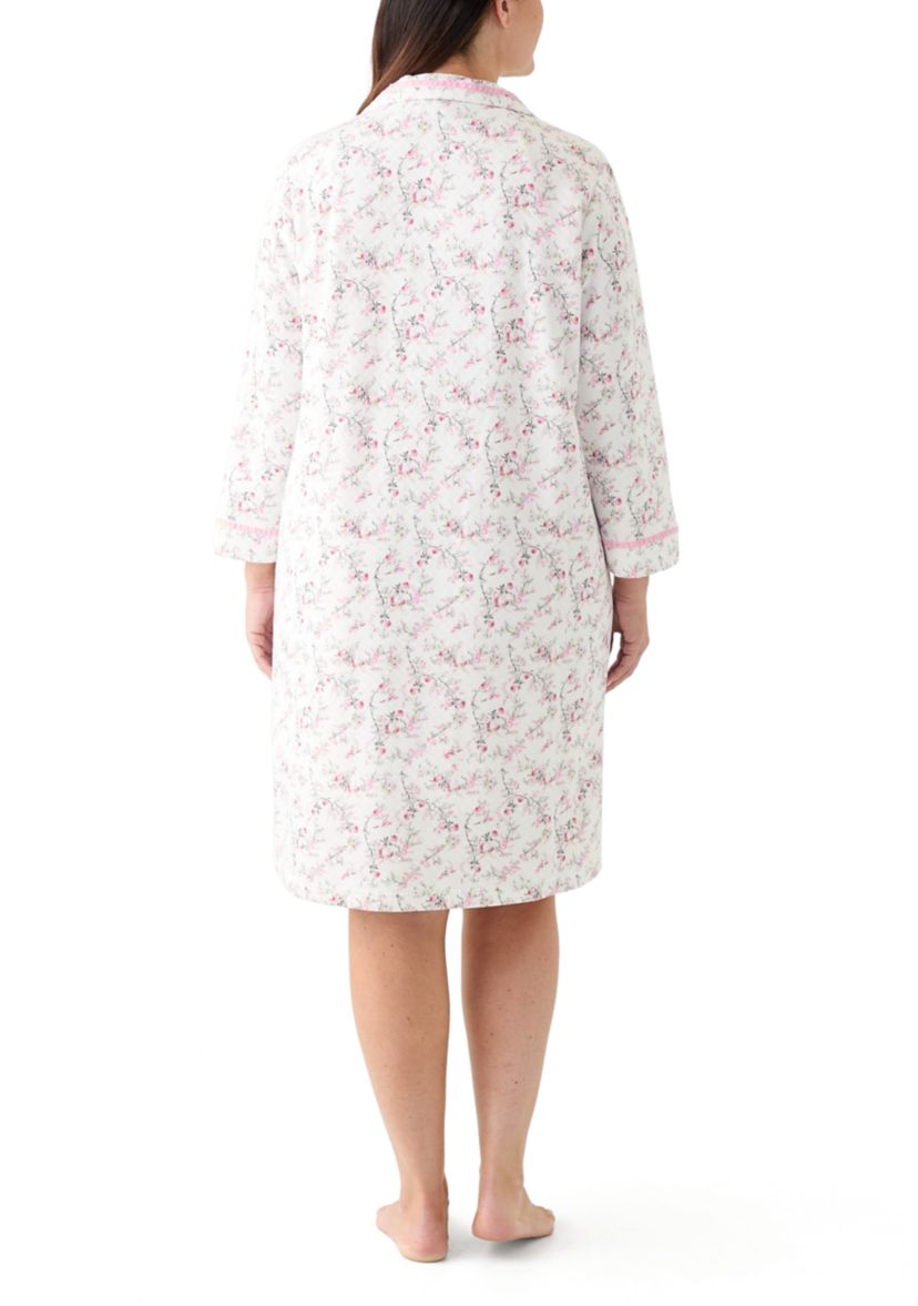 Plus Size Short Quilted Knit Zip Front Robe