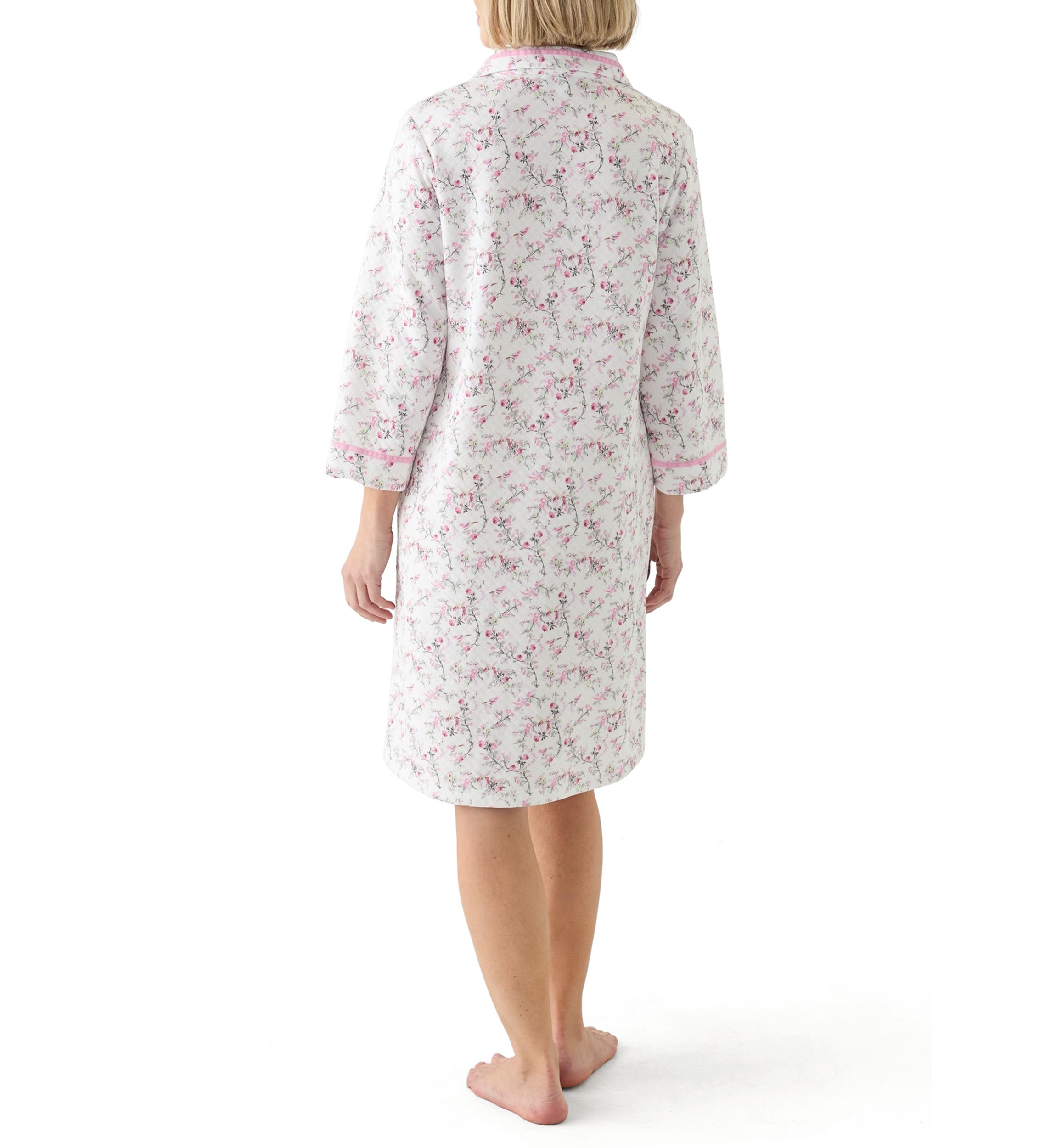 Womens Short Quilted Knit Zip Robe