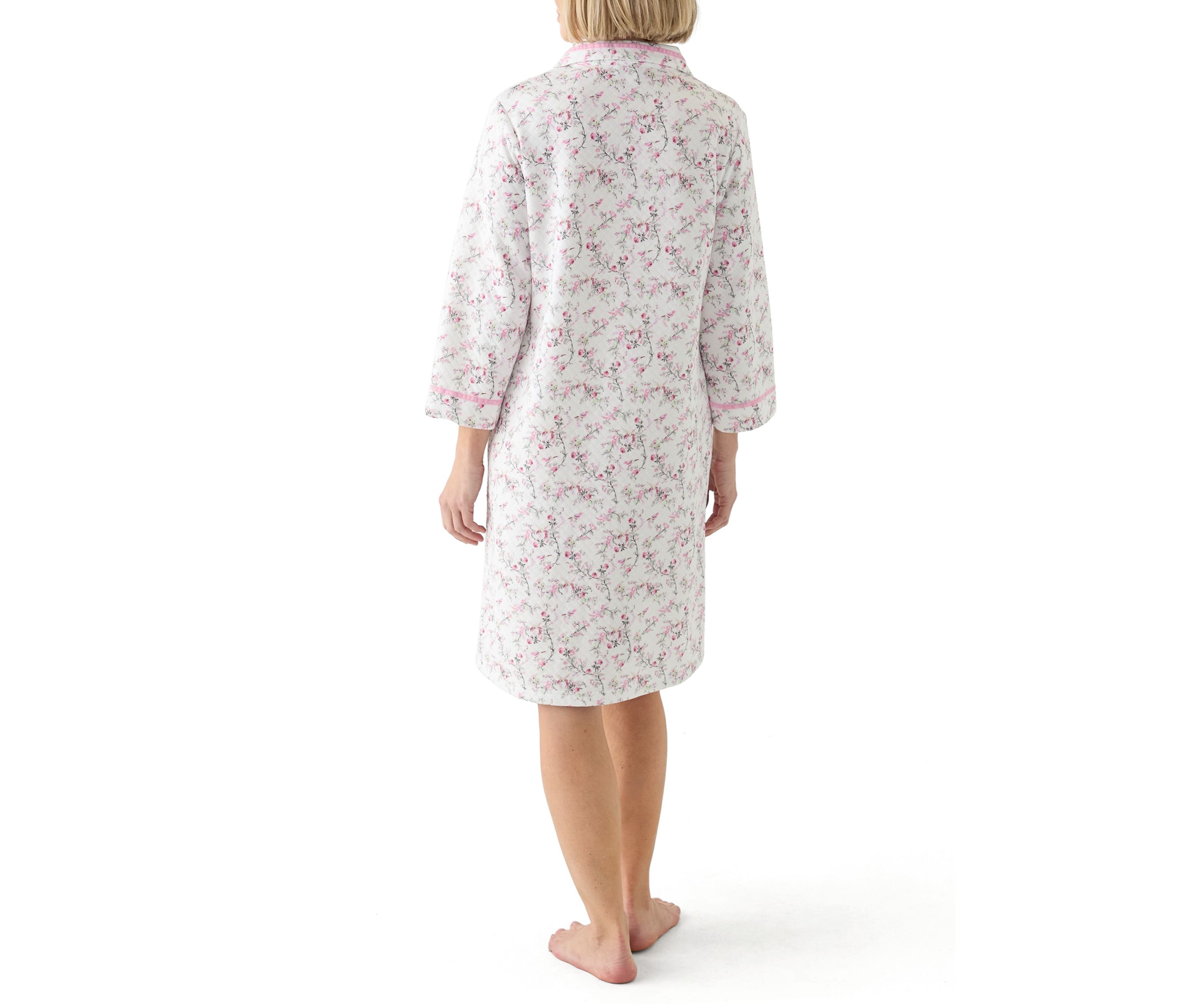 Womens Short Quilted Knit Zip Robe