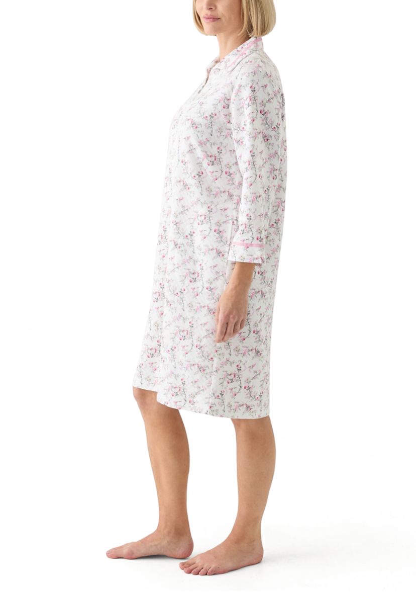 Womens Short Quilted Knit Zip Robe