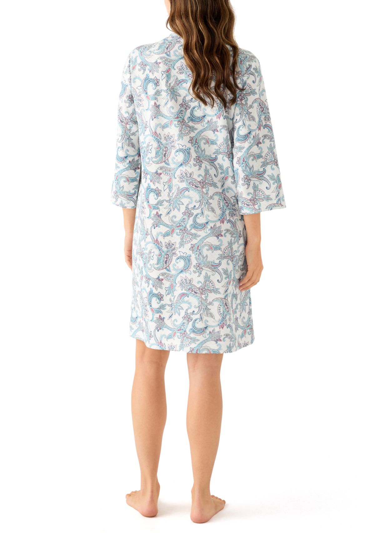 Short Quilted Knit Zip Robe