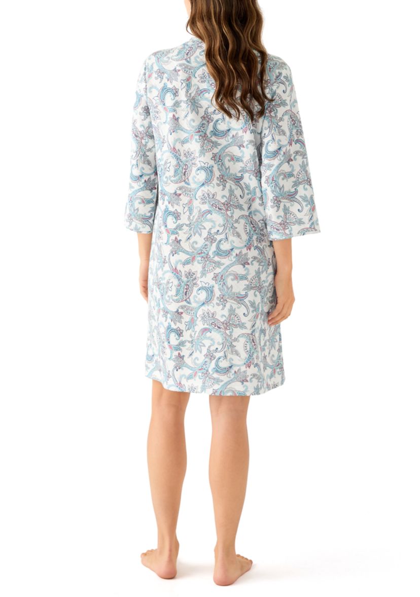 Short Quilted Knit Zip Robe