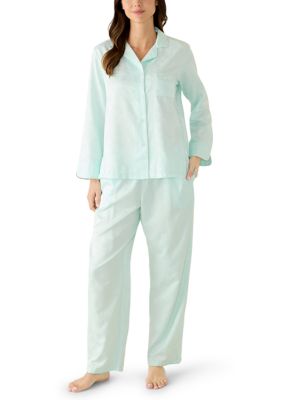 Miss Elaine Women's Brush Back Satin Jacquard Pajama Set