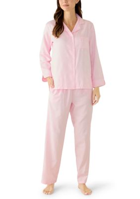 Miss Elaine Women's Brush Back Satin Jacquard Pajama Set, Pink, XL