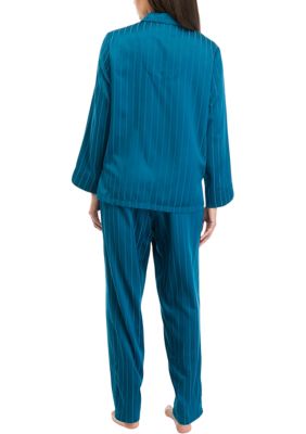 Miss Elaine Pajama Set - Women's Satin PJ Set, Elastic Waist and