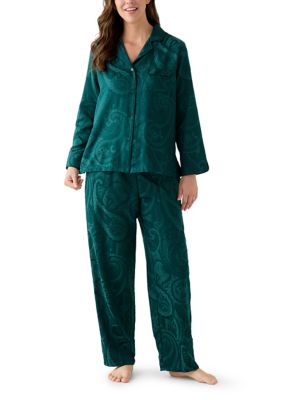 Miss Elaine Women's Satin Jacquard Pajama Set, XL