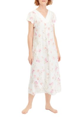 Short Sleeve Floral Long Gown