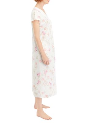 Short Sleeve Floral Long Gown