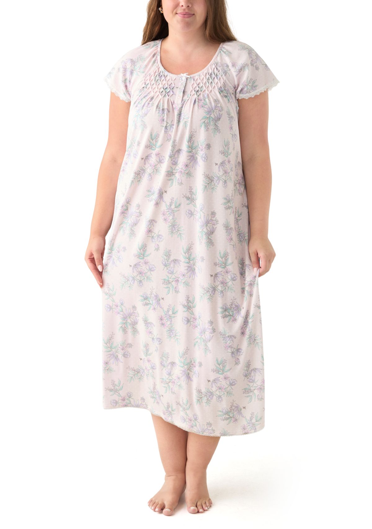 Plus Size Long Floral Printed Nightgown