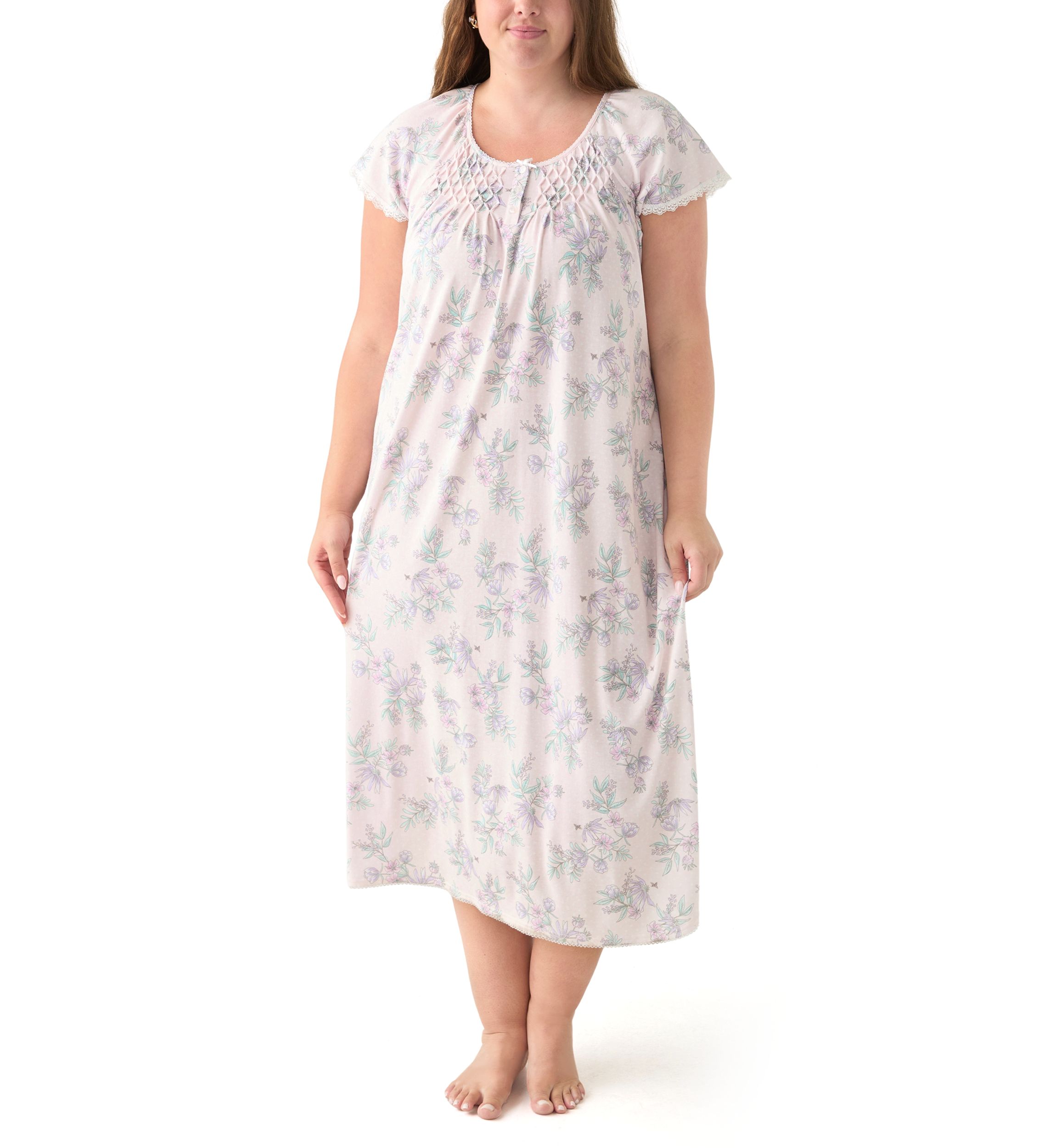 Plus Size Long Floral Printed Nightgown